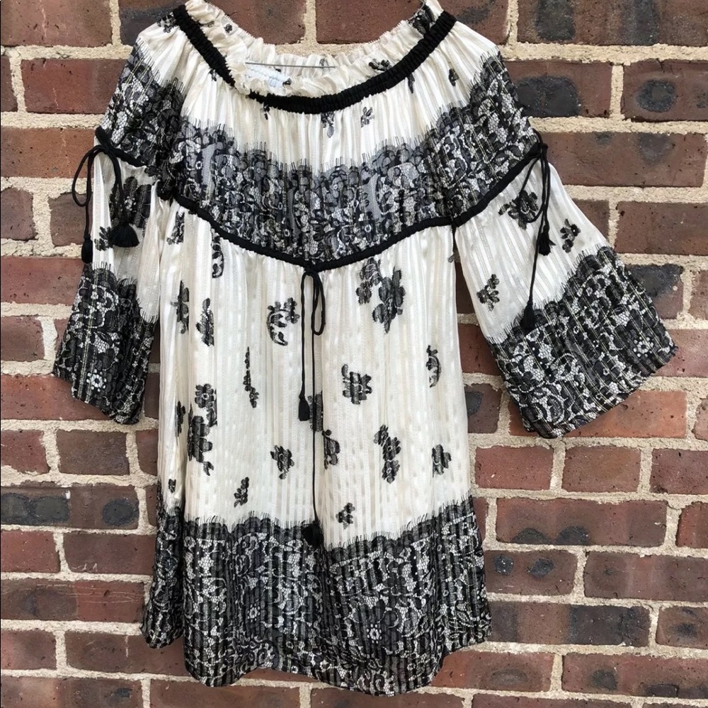 RACHEL ZOE Metallic Lace Print Dress Size 0